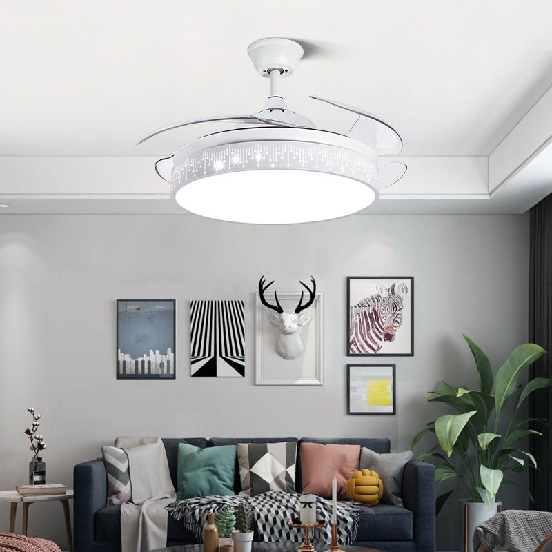 Nordic Style Ceiling Fan Lamp Round Shape LED Ceiling Fan Light for Living Room