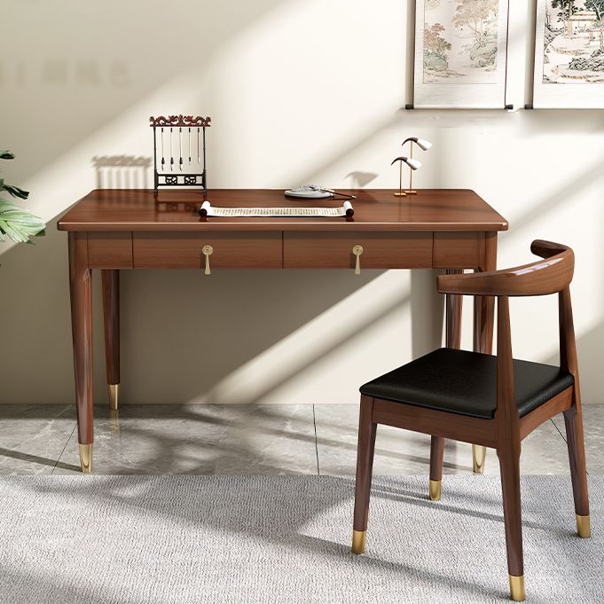 2-Drawers Solid Wood Office Desk Modern 29.53" Tall Writing Desk