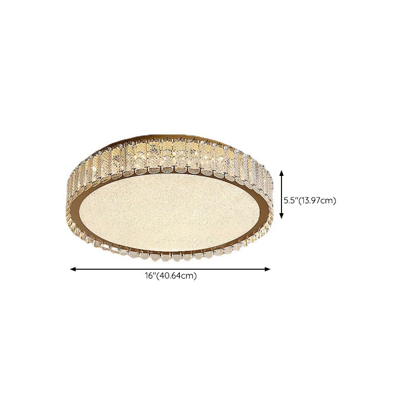 1-Light Drum Flush Ceiling Lights Modern Crystal Flush Light