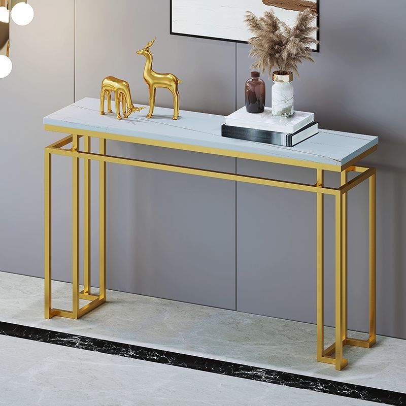 Glam Rectangle Marble/metal Scratch Resistant Console Table for Hall