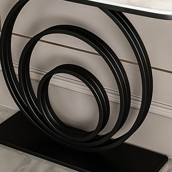 Modern Half Moon Sofa Table Slate and Metal Abstract Console Table for Hall