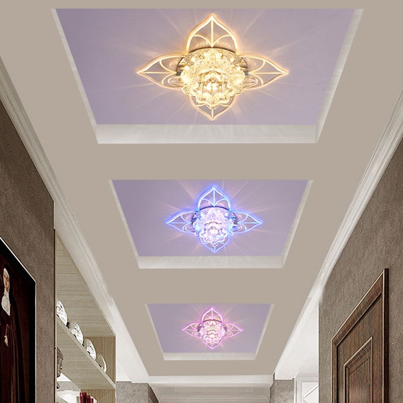 Blossom Crystal Flush Ceiling Light Contemporary Clear LED Flush Mount Lighting for Corridor