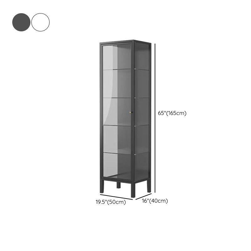 Modern Metal Standard Curio Cabinet Glass Doors Display Cabinet for Living Room