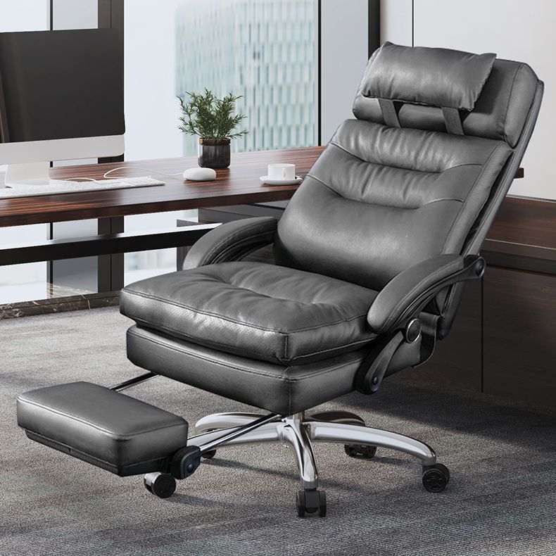 Modern Padded Arms Chair Leather Tilt Mechanism No Distressing Ergonomic Desk Chair