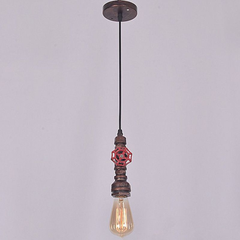 1-Light Water Pipe Creative Suspension Light Vintage Industrial Style Metal Hanging Lamp for Hallway Aisle