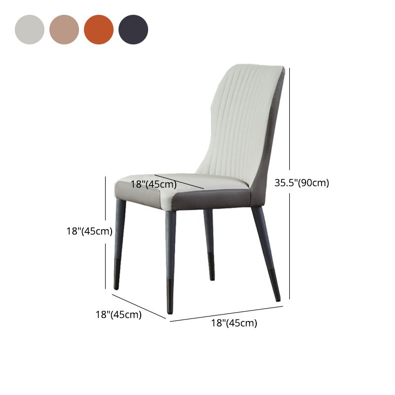 Nordic Style Armless Chair Wood PU Leather Wingback Parsons Chair for Kitchen