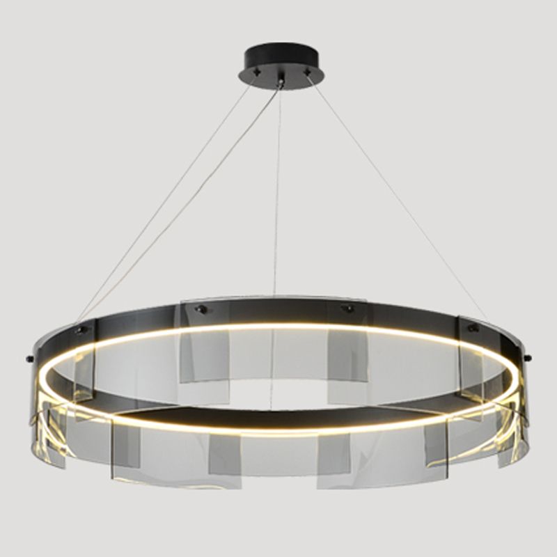 LED simple contemporain Light Light Metal Circular Pendant Light pour le salon