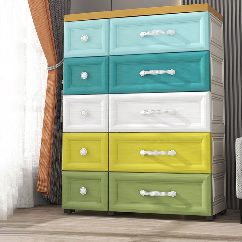 Scandinavian Nursery Dresser Plastic Kids Nightstand with 10 Drawers