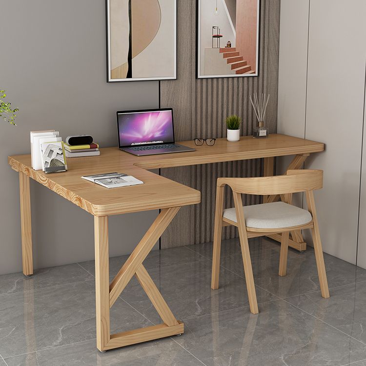 Modern Style Wooden Writing Desk L-Shape Office Table with 3 Legs for Home