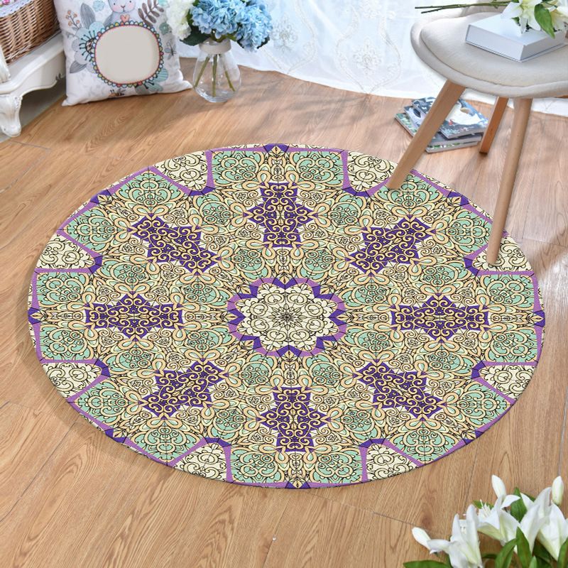 Olden Bohemian Style Rug Multi Color Tribal Pattern Carpet Non-Slip Backing Stain Resistant Washable Rug for Sitting Room