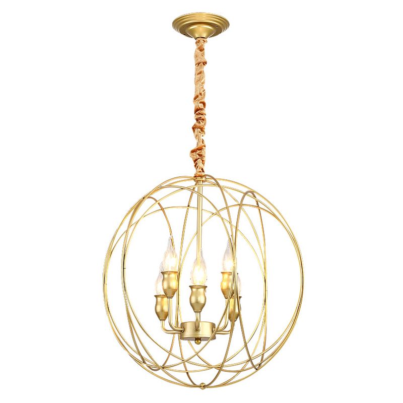 Globe Metal Cage de estilo rústico Candelier Soporte de lámparas de candelabro Vintage Luz para cafetería