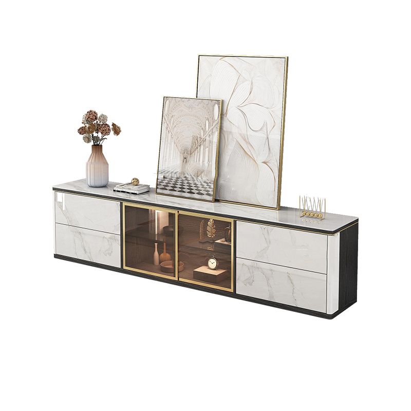 Home Enclosed Cabinet TV Stand Scandinavian TV Cabinet with Glass Door