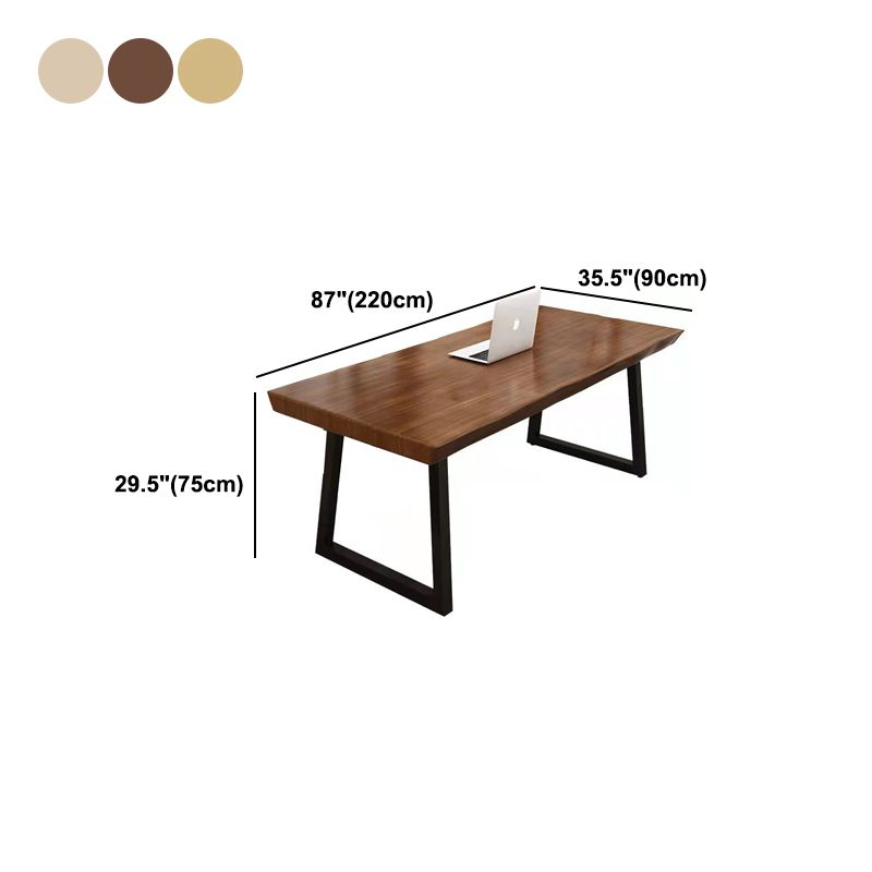 Rectangle Writing Table Industrial Solid Wood Office Desk with Seld Base