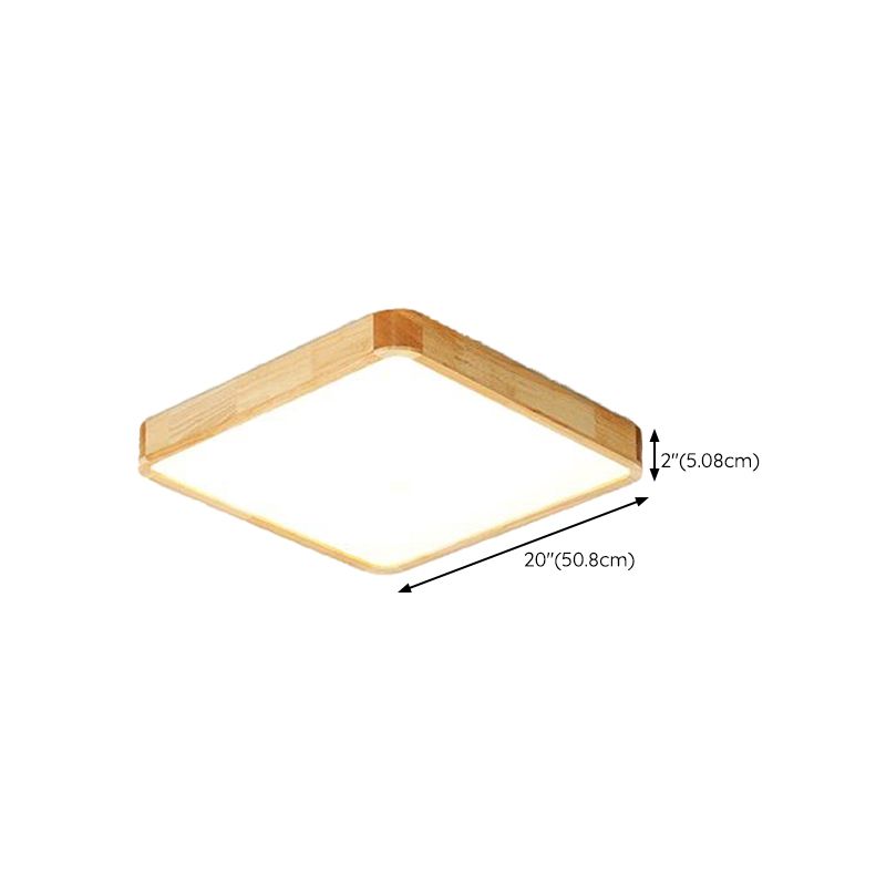 LED Modern Wood Flush Mount Geometric Shape Ceiling Light with Acrylic Shade for Study