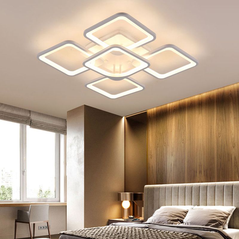 Modern Geometric Flush Ceiling Light Acrylic Flush Mount Lighting in White