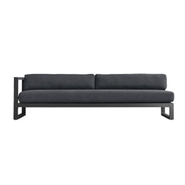 Modern Black Metal Frame Patio Sofa Simple Outdoor Loveseat with Cushion