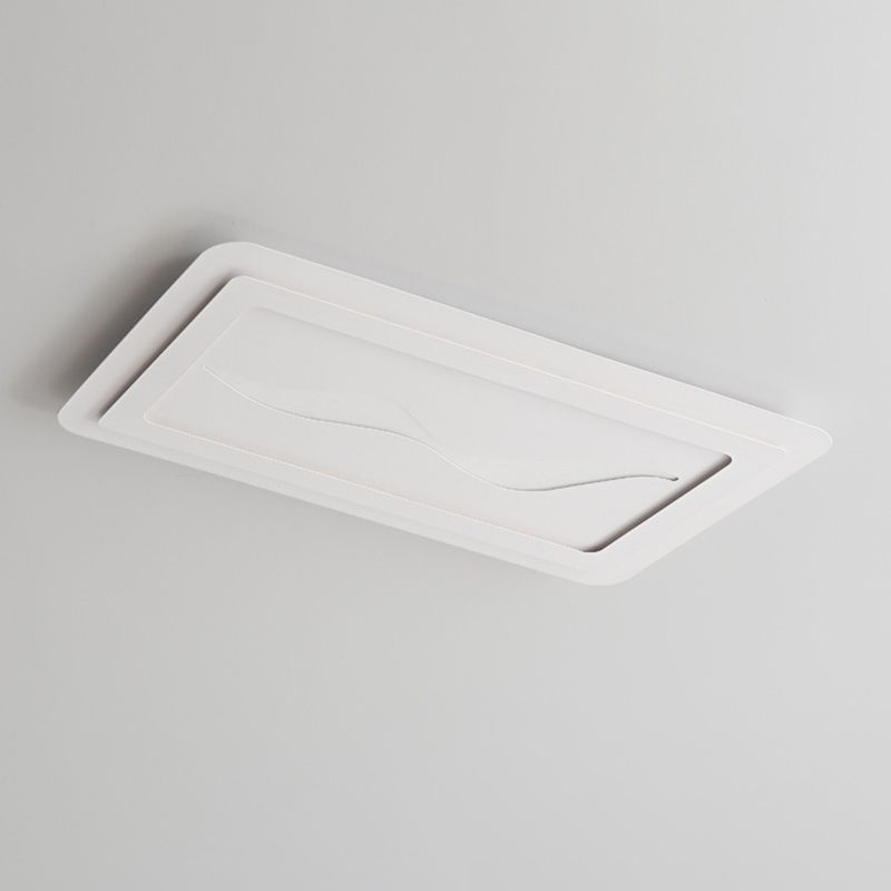 Modernism Flush Mount Rectangular Ceiling Mounted Fixture in White for Bedroom