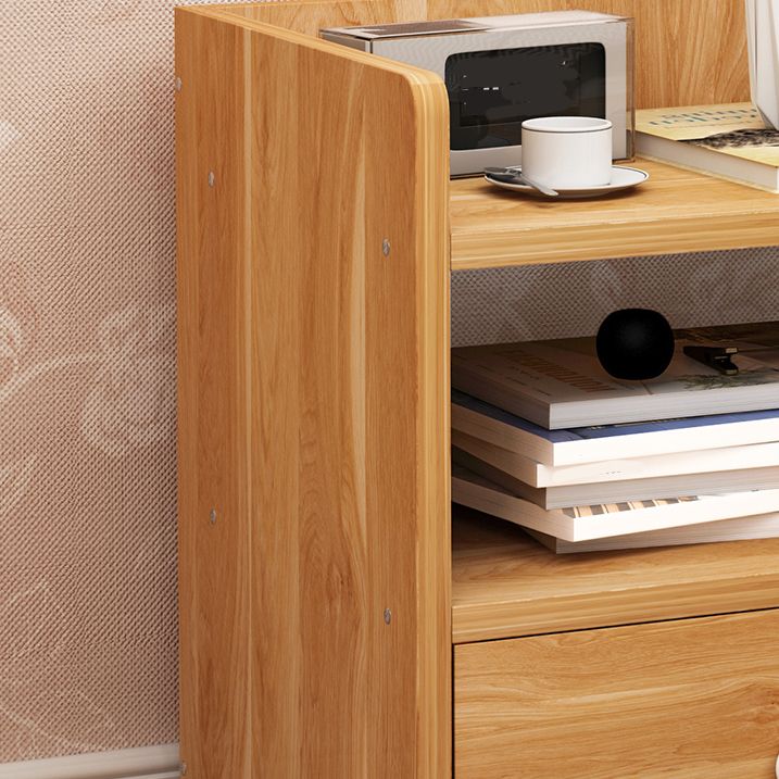 Modern Wood Nightstand 40" Tall Bedside Cabinet with Drawer and Legs