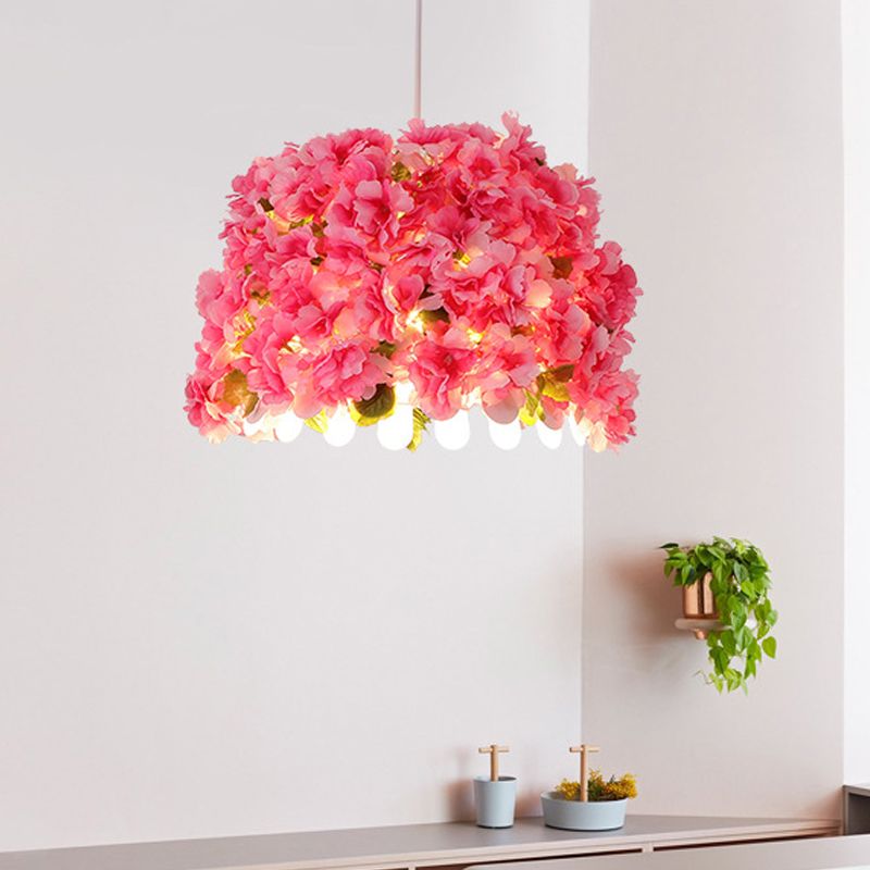 Metal Pink Drop Lamp Flower 1 Head Industrial LED Lighting Colgante para restaurante