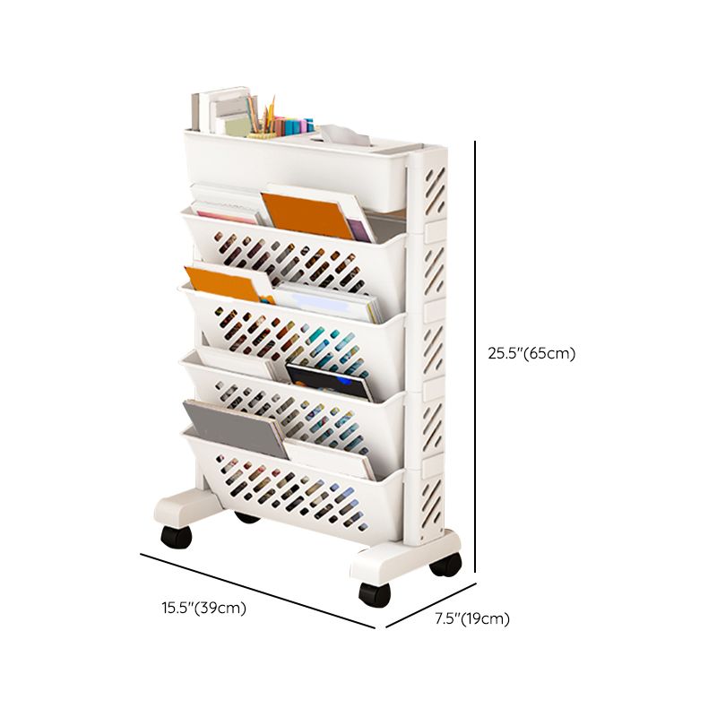 Contemporary Plastic Bookshelf White Geometric Shelf Bookcase for Study Room