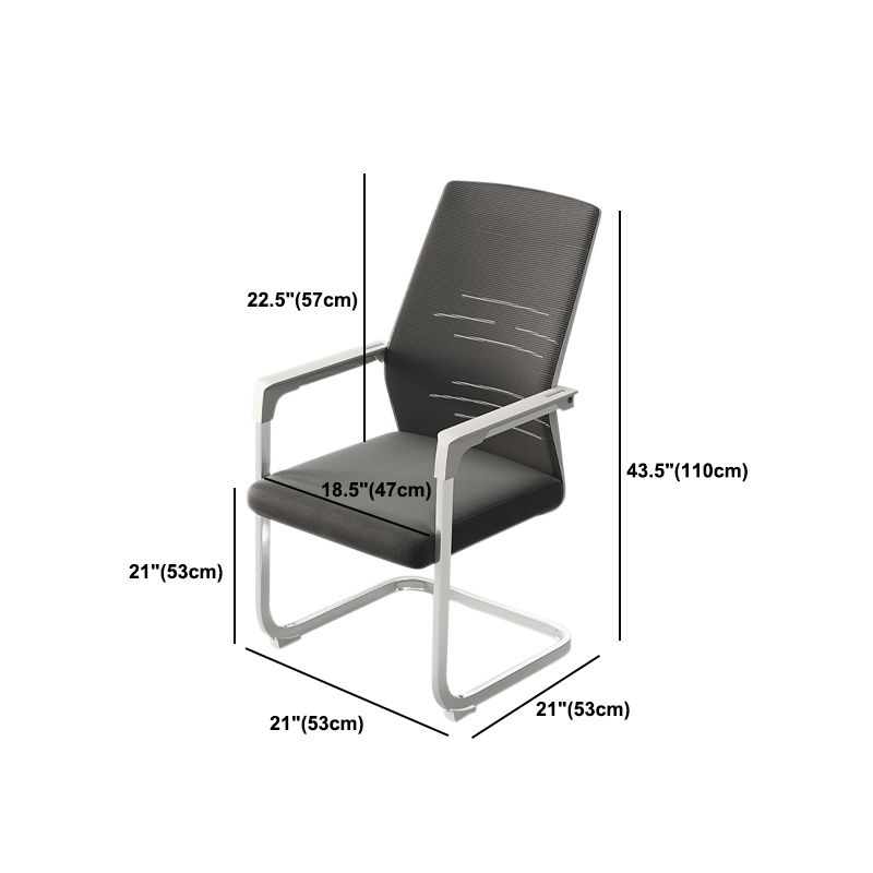 Modern Fixed Arms Gray Office Chair Ergonomic Desk Chair without Wheels