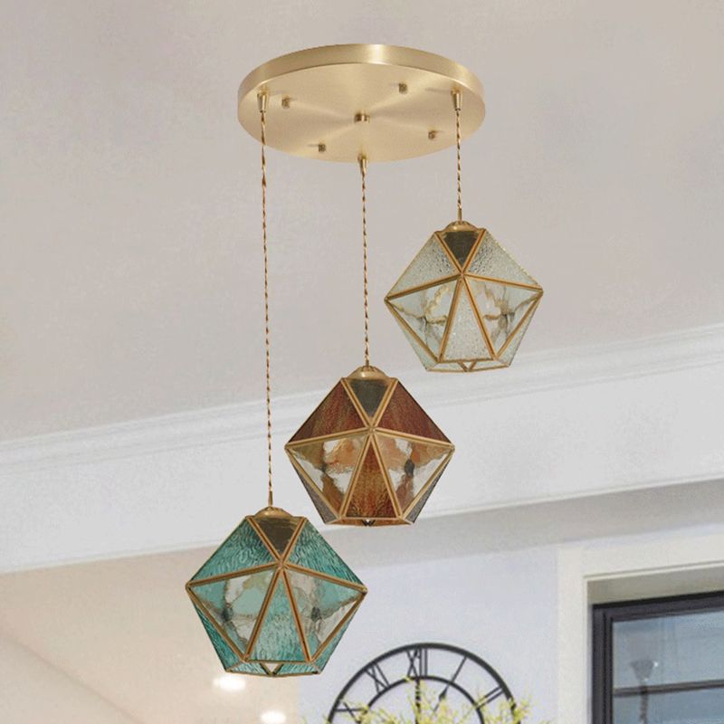 Forma de geometría luces colgantes de estilo tiffany 3 lámparas colgantes de luz