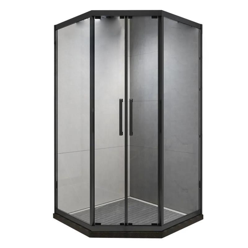 Black Double Sliding Shower Bath Door Framed Clear Shower Doors
