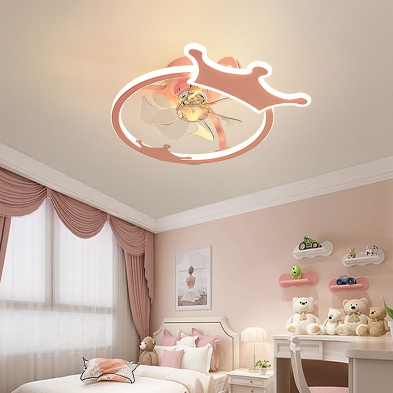 Éclairage de ventilateur de plafond LED de bande dessinée semi-fluste en forme de bague acrylique pour pépinière