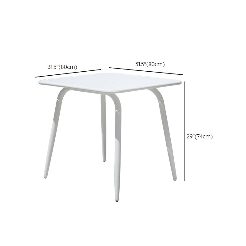 Modern Geometric Courtyard Table White Aluminum Frame Outdoor Table