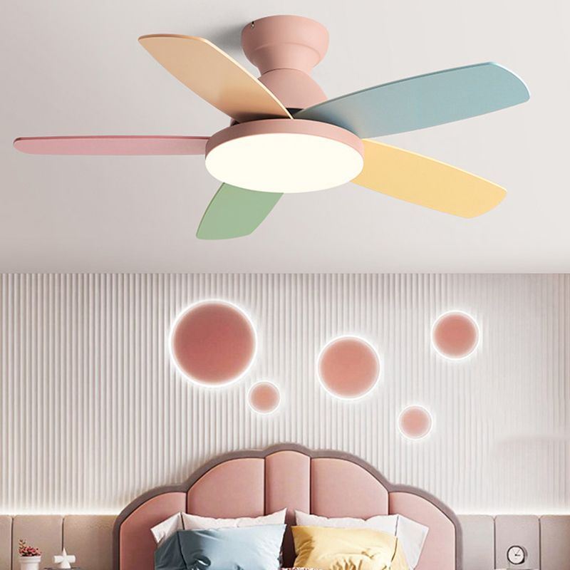 Nordic 5-Blade Ceiling Fan Lighting with Metal for Child's Room