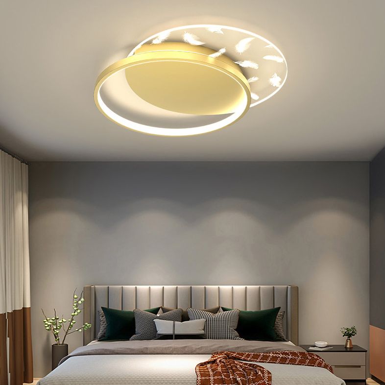 Moderno moderno con soffitto a led con piuma a led metallo a filo interno con ombra acrilica