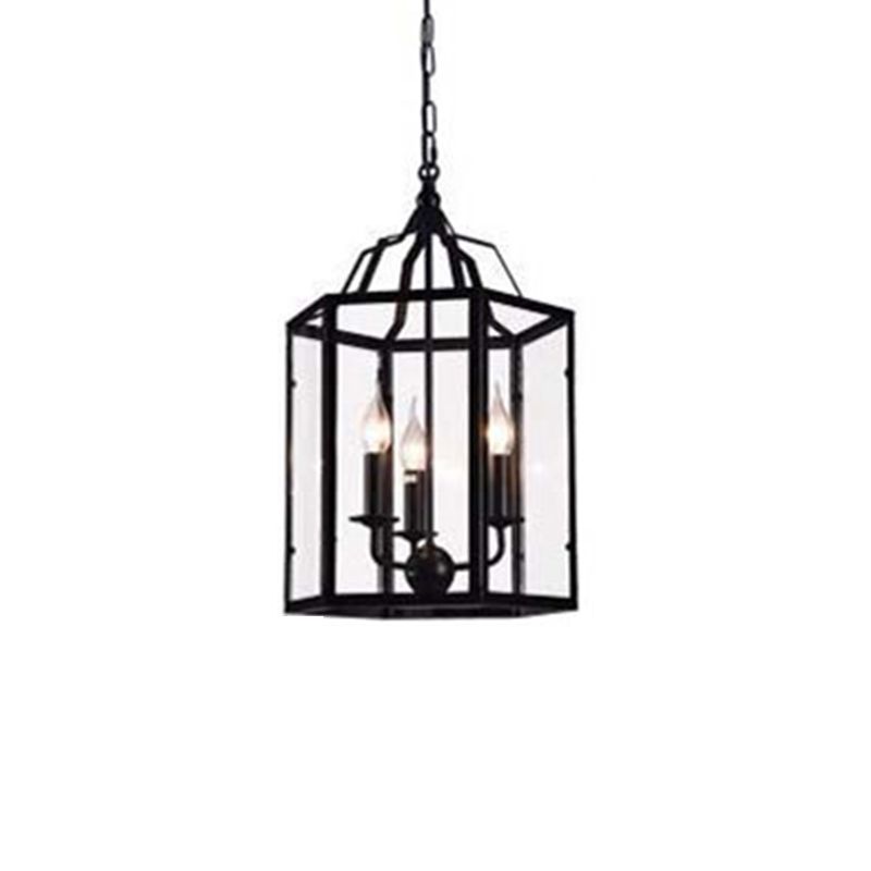 Candle Ceiling Hanging Light Fixture with Glass Shade for Dining Room Living Room