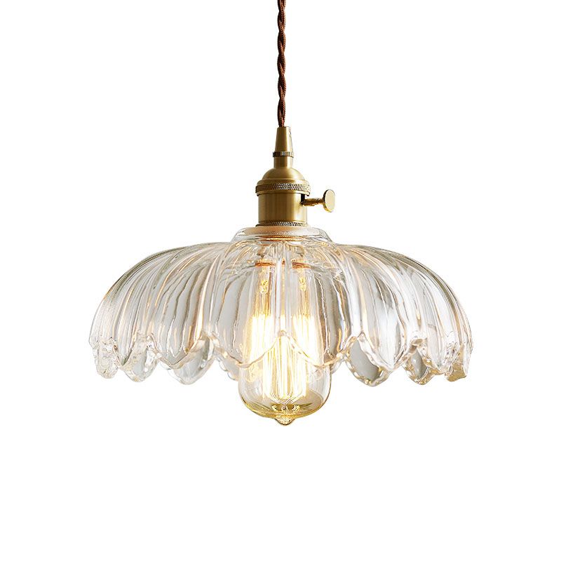 1-Light Glass Suspended Lighting Fixture Vintage Pendant Light Kit for Dining Room