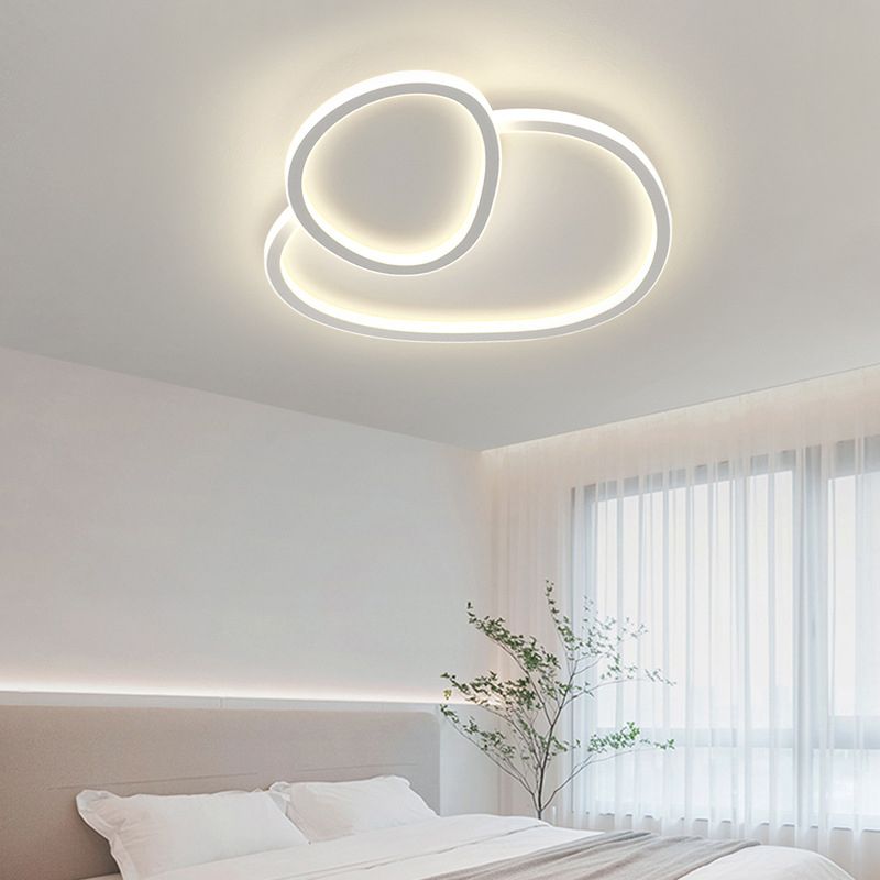 Geometric Mount Lighting Modern Metal Flush Ceiling Light in White