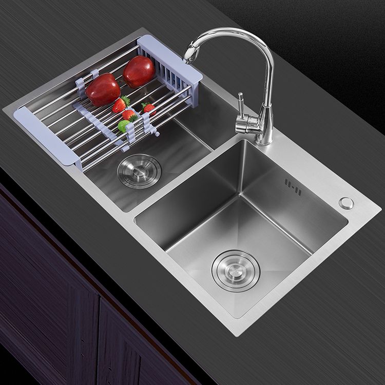 Modern Style Kitchen Sink Drop-In Stainless Steel Kitchen Double Sink