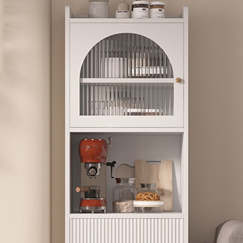 Contemporary Wooden Sideboard Cabinet in White with Glass Doors