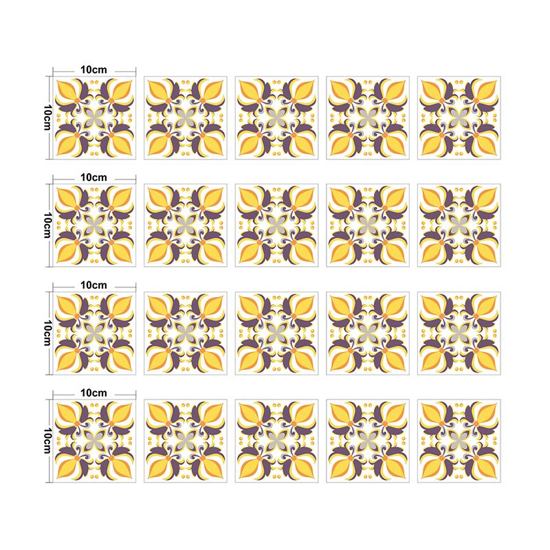 Yellow Fleur-De-Lis Wallpaper Panel Floral Bohemia Self-Adhesive Wall Decor for Bathroom