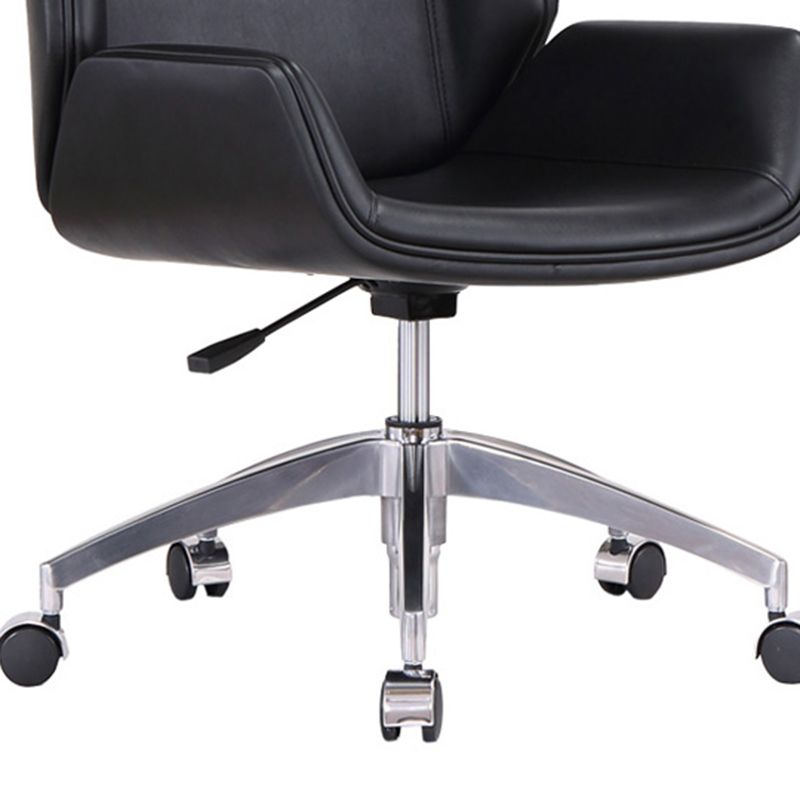 Contemporary Faux Leather Conference Chair Armless Mid Back Office Chair