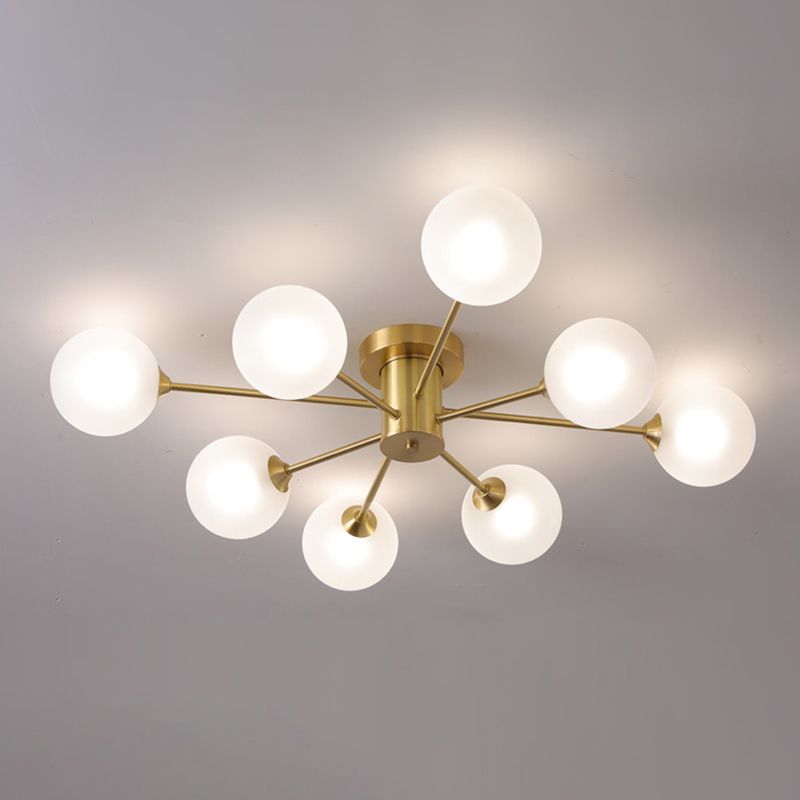 Nordic Style Golden Ceiling Light Ball Shape Ceiling Lamp with Glass Shade for Bedroom