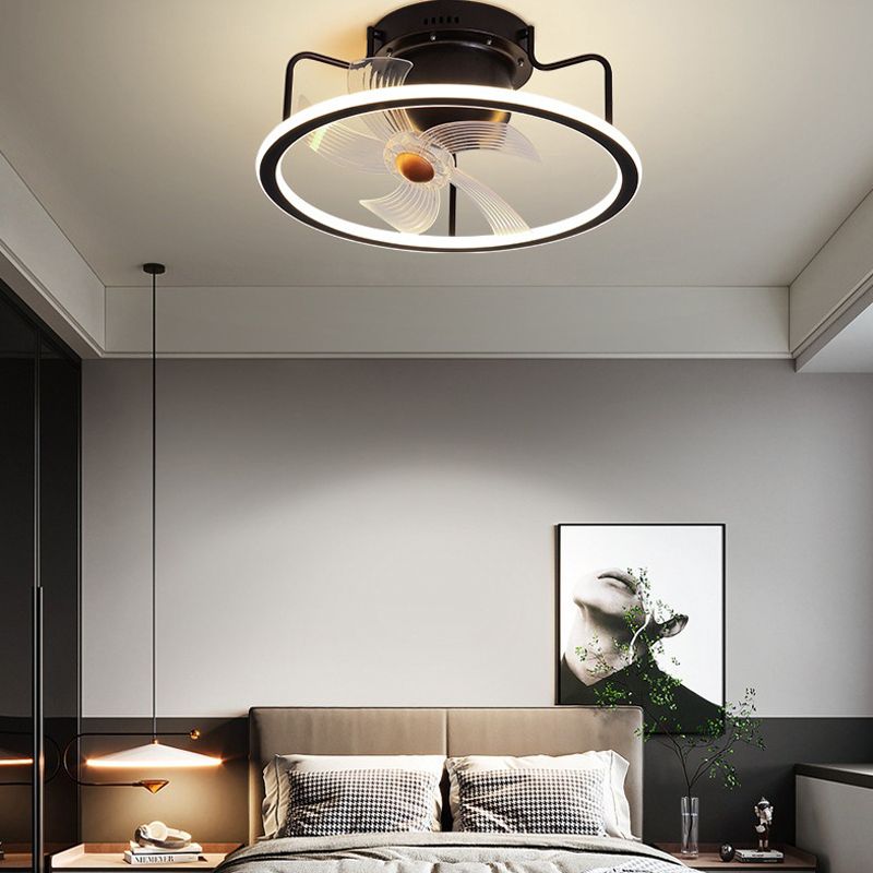 Round Shape Metal Ceiling Fans Light Modern Style 1-Light Ceiling Fan Light