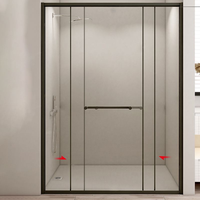 Frame Double Sliding Shower Door Transparent Tempered Shower Bath Door