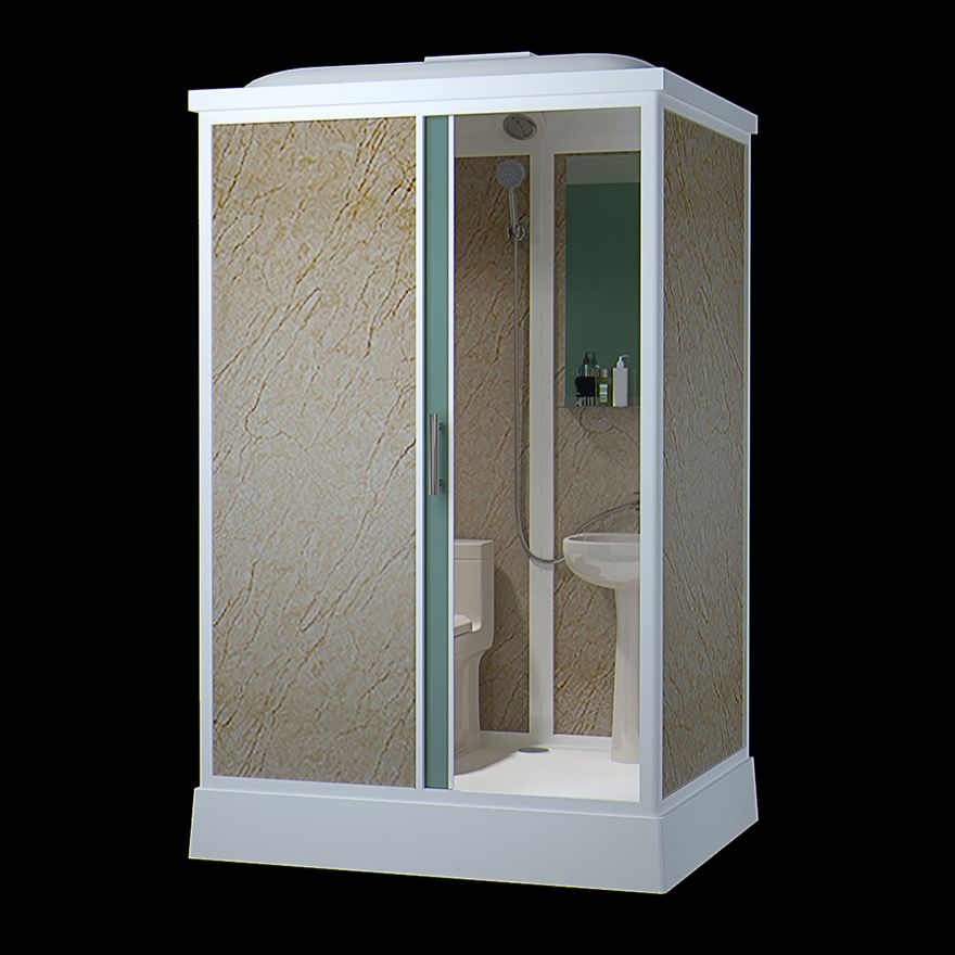 Contemporary Shower Stall Frosted Rectangle Framed Shower Stall with Ceiling