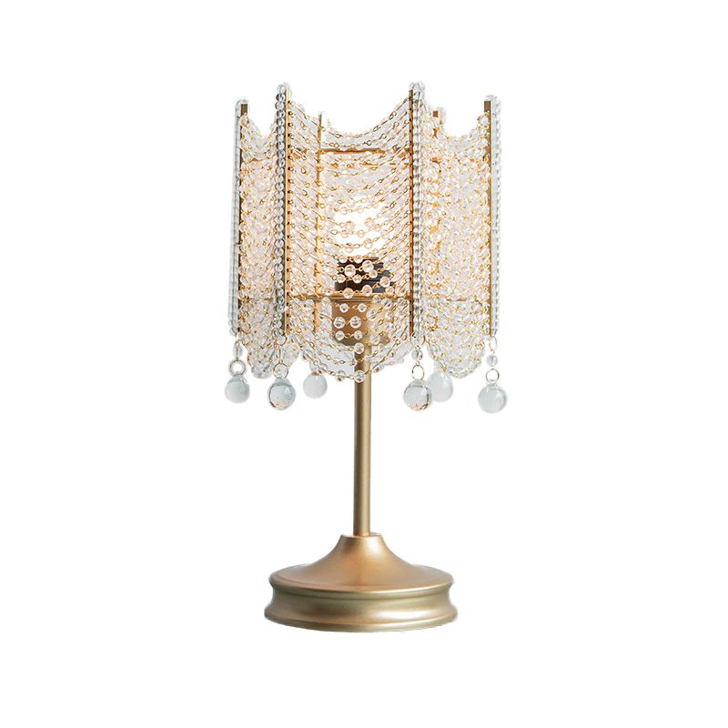 Luce da tavolo perline Modernista cristallo smusso 1 lampada da scrivania oro/argento, 5,5 "/7" di larghezza