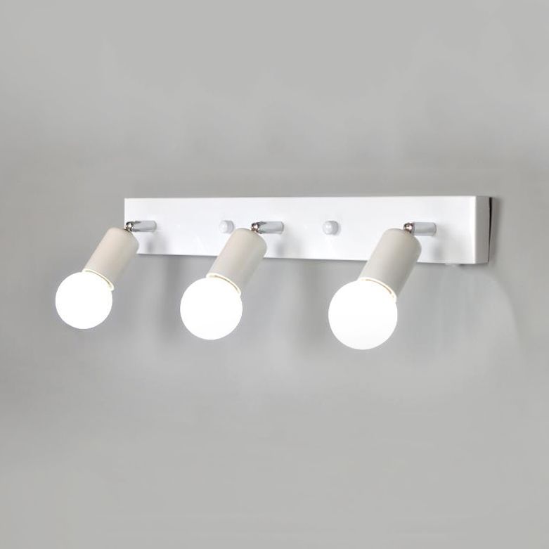 3/4 cabezas de iluminación de tocador de dormitorio con bombilla expuesta de estilo simple metal en blanco/blanco Lámpara de apliques de pared