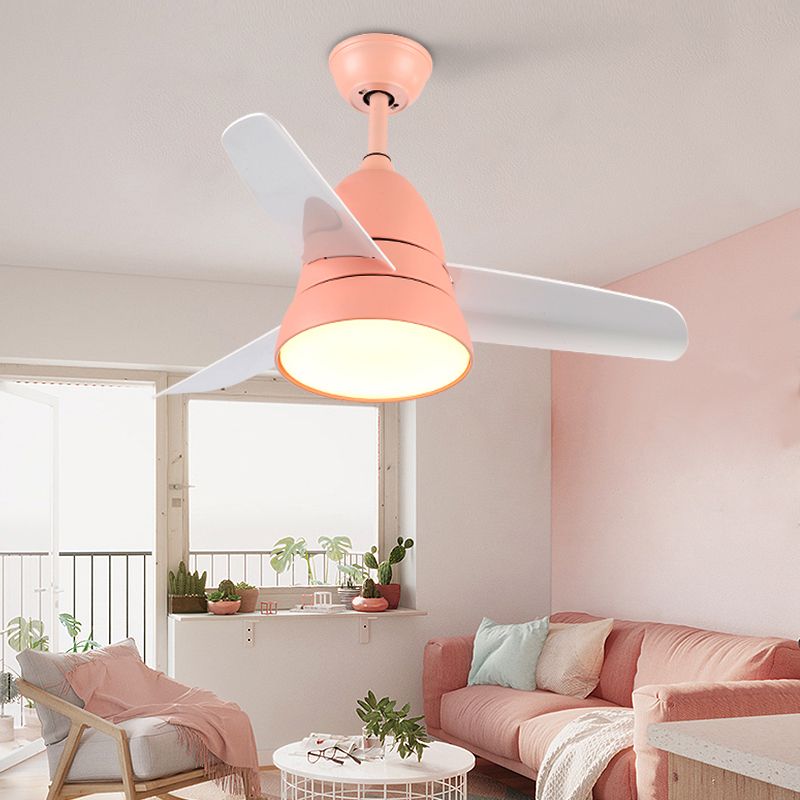 Nordic Style Iron Ceiling Fan Lamp Colorful Ceiling Fan Light for Children Room