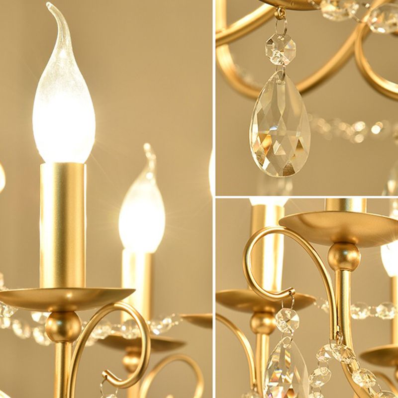 Candelabra glazen hanger kroonluchter traditionele woonkamer kroonluchter verlichting in goud