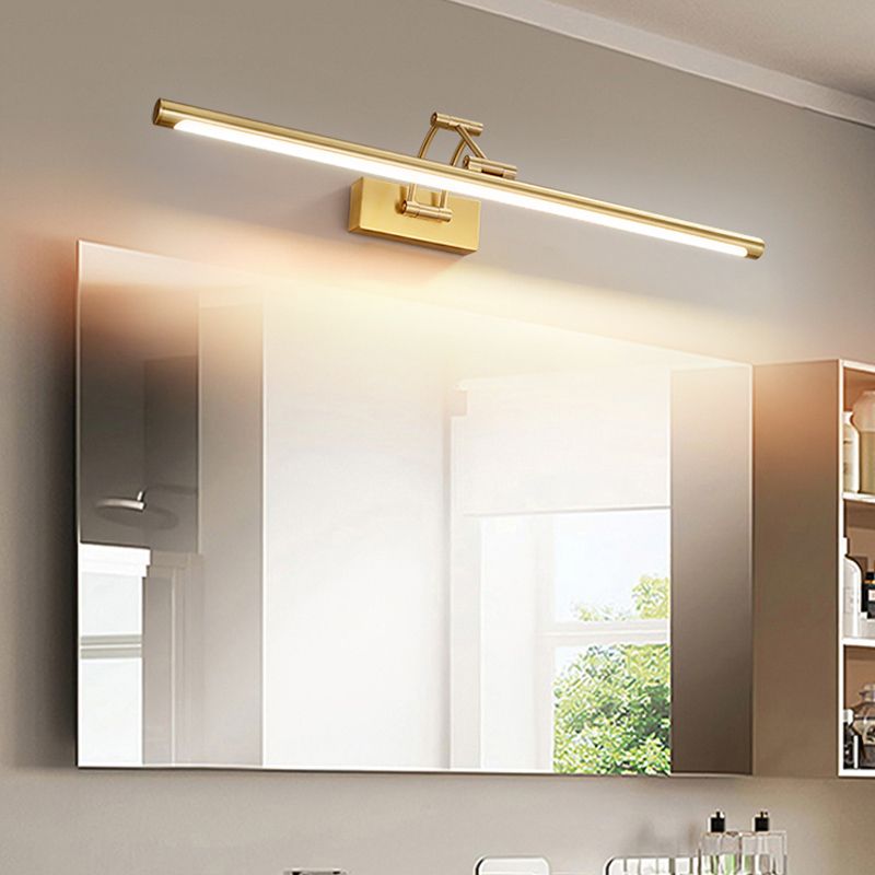 Modern Style Brass Extendable Vanity Light Straight LED Mirror Light in Gold for Bathroom