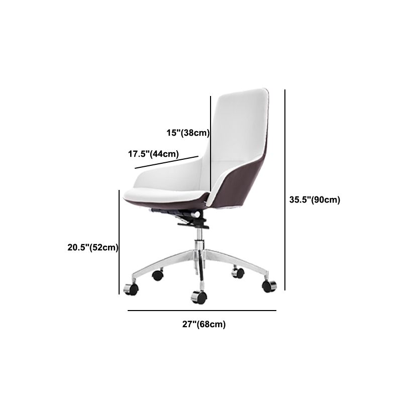 Faux Leather Office Chair Contemporary Nylon Desk Chair in White