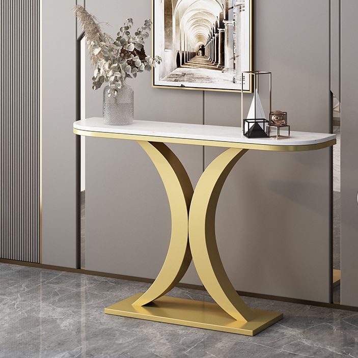 Marble Modern Console Table 31.5-inch Tall Accent Table with Shelf