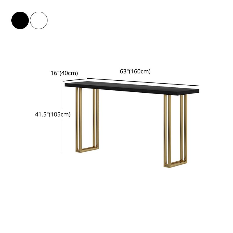 Contemporary Gold Event and Cocktail Table Wood Sled Rectangle Counter Table